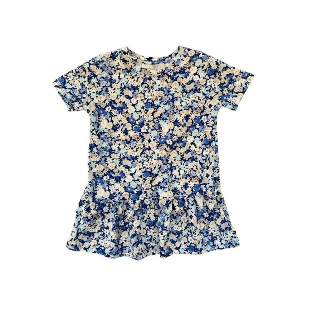 GAP Floral Blue and White Dress 4-5 NWOT